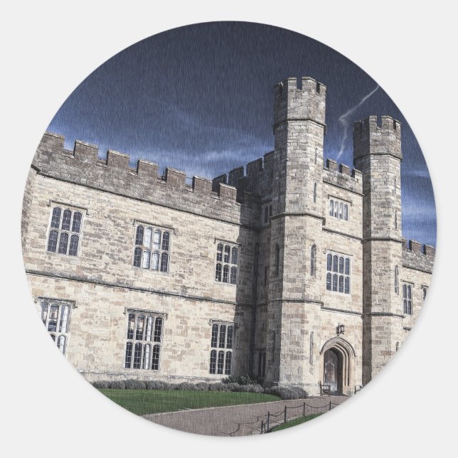 Adesivo Redondo Castelo de Leeds à noite (Frente)