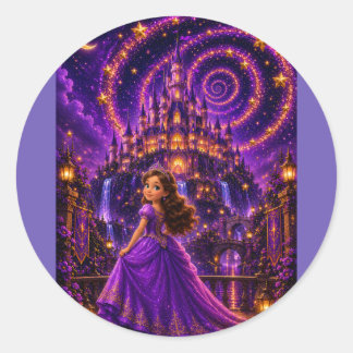 Adesivo Redondo Castelo de Princesa Fantasia Roxa | Cosmo Mágico