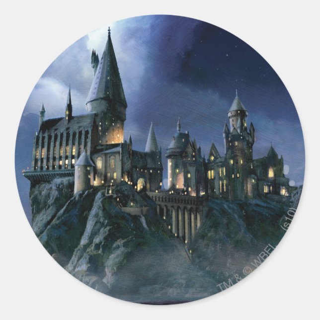 Adesivo Redondo Castelo Harry Potter| Hogwarts lunáticos (Frente)