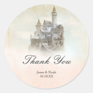 Adesivo Redondo Castelo Princesa Conto de Fadas Sonho Cor-de-Rosa