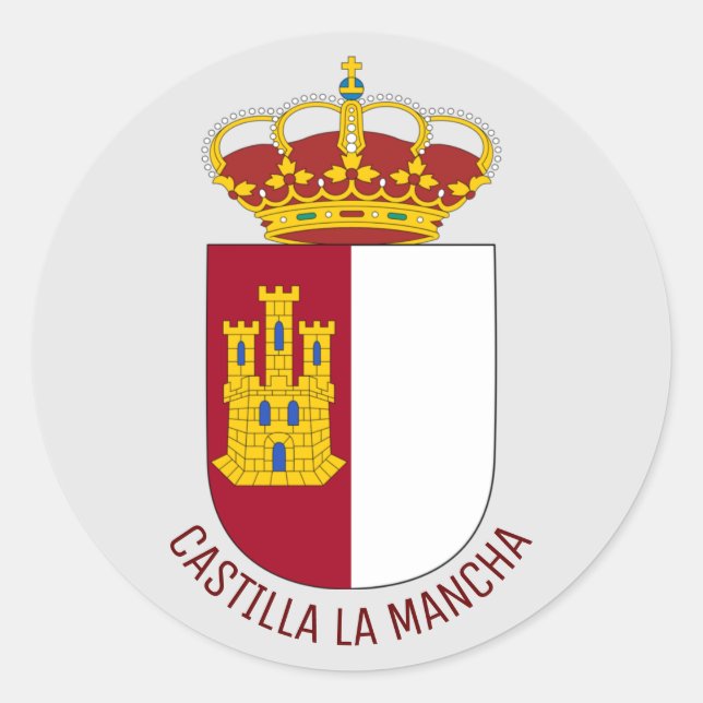 Adesivo Redondo Castilla La Mancha casaco de armas - Espanha (Frente)