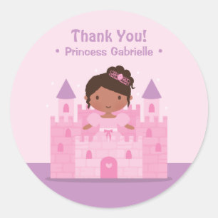 Adesivo Redondo Castle African American Princess Obrigado Sticker