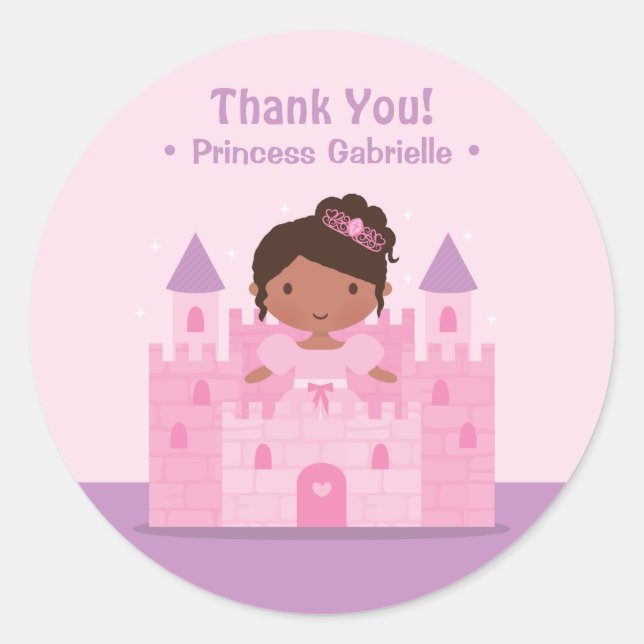 Adesivo Redondo Castle African American Princess Obrigado Sticker (Frente)