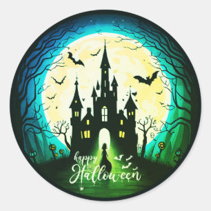 Adesivo Redondo Castle Haunted Happy Halloween Creepy