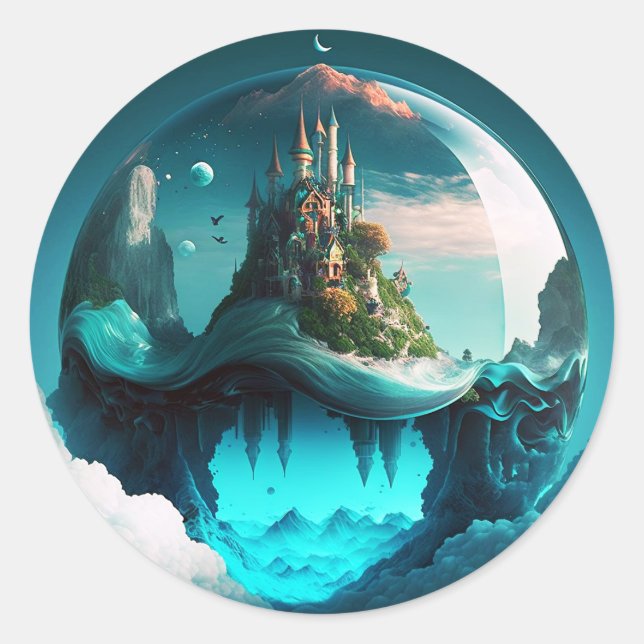 Adesivo Redondo Castle In Crystal Ball (Frente)