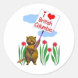 Adesivo Redondo Castor Canadense ama Colúmbia Britânica