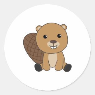 Adesivo Redondo Castor Corta Roedores Para Crianças Cujo Beaver É