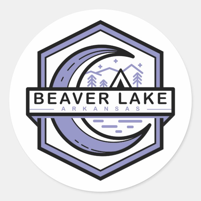 Adesivo Redondo castor lago arkKansas moon hexa (Frente)