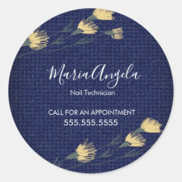 Adesivo Redondo Casual Denim e Flores Selvagens Beleza Salônica