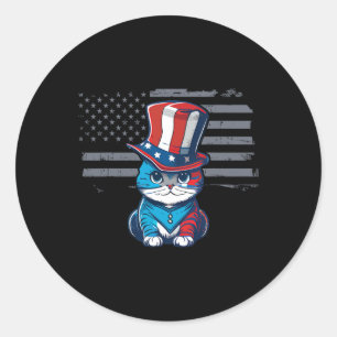 Adesivo Redondo Cat 4 De Julho Teus Flag Americano Patriótico Amer