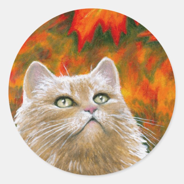 Adesivo Redondo Cat 598 Persian Fall Autumn (Frente)