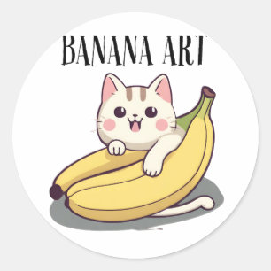 Adesivo Redondo Cat Adores Banana Art