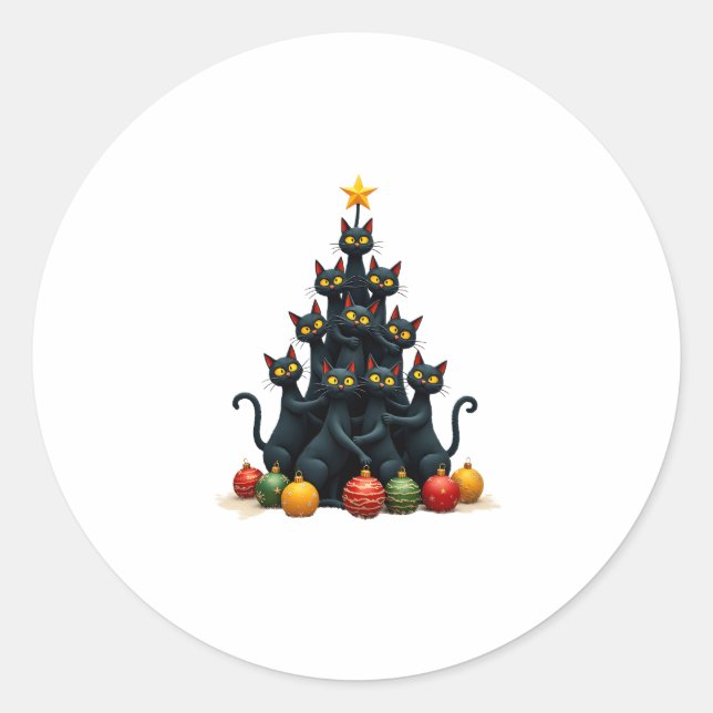 Adesivo Redondo Cat Alojou Férias Gratas e Engraçadas Natal 2 (Frente)