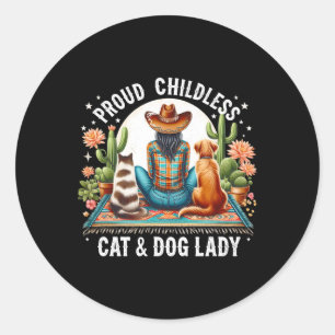 Adesivo Redondo Cat &amp sem filhos; Cão Lady Kamala Harris Animal