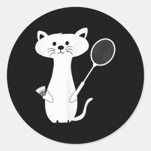Adesivo Redondo Cat Badminton Shuttle Para Mulheres Homens Criança