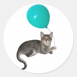 Adesivo Redondo Cat Balloon
