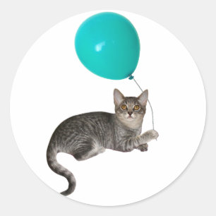 Adesivo Redondo Cat Balloon