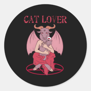 Adesivo Redondo Cat Baphomet Satanic Goat Witchcraft Lucifer