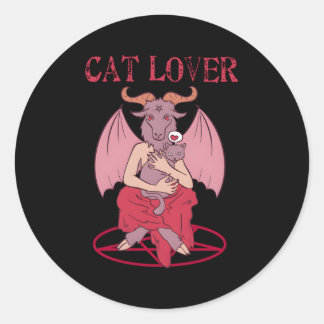 Adesivo Redondo Cat Baphomet Satanic Goat Witchcraft Lucifer