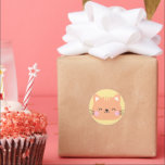 Adesivo Redondo Cat Birthday Kids Art<br><div class="desc">Gato Aniversário Crianças Arte Clássica</div>