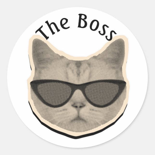 Adesivo Redondo Cat Boss Sticker (Frente)