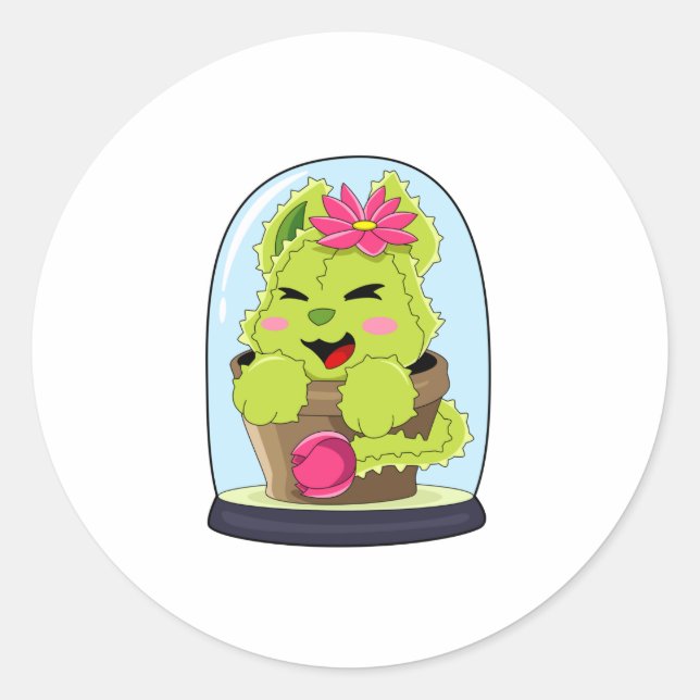 Adesivo Redondo Cat Cactus (Frente)