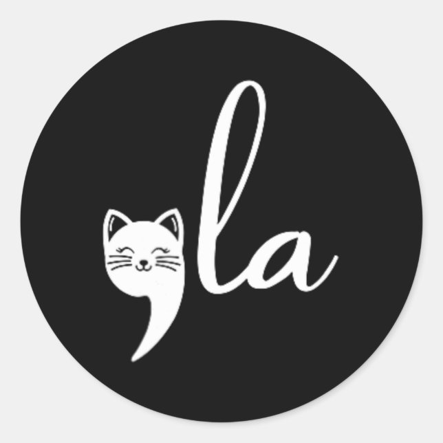 Adesivo Redondo Cat Comma La Kamala Harris Para O Presidente 2024; (Frente)