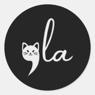 Adesivo Redondo Cat Comma-la Kamala Harris Presidente 2024