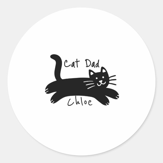 Adesivo Redondo Cat Dad custom cat name (Frente)