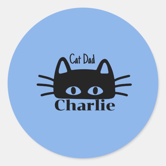 Adesivo Redondo Cat Dad custom cat name (Frente)
