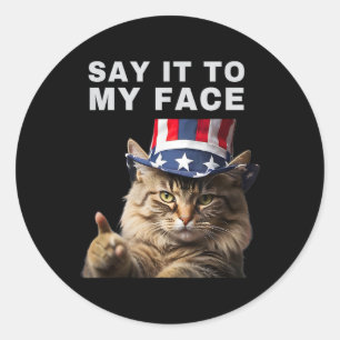 Adesivo Redondo Cat Diz Isso Ao Meu Rosto Kamala Harris