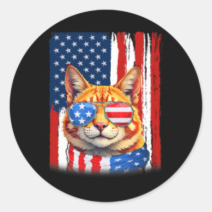 Adesivo Redondo Cat Eusa America Flag Patriótico Cat 4 De Julho