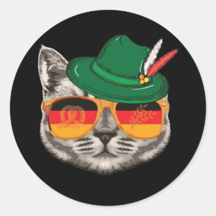 Adesivo Redondo Cat German Flag Oktoberfest Pride Germany Festival