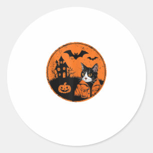 Adesivo Redondo Cat Halloween Art 2024 Kitten Cats Men Women Kids