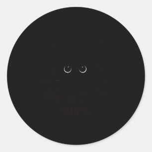 Adesivo Redondo Cat Julgando Você Preto Silenciosamente Engraçado
