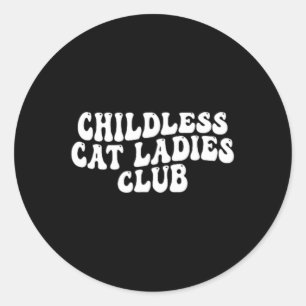 Adesivo Redondo Cat Ladies Club Groovy Chilless Cat Lady 2024