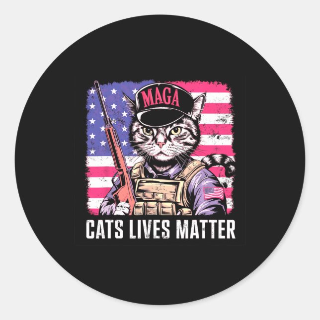 Adesivo Redondo Cat Lives (Frente)