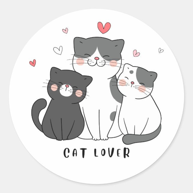Adesivo Redondo Cat Lover (Frente)