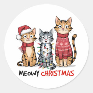 Adesivo Redondo Cat Lover Gift Meowt Christmas