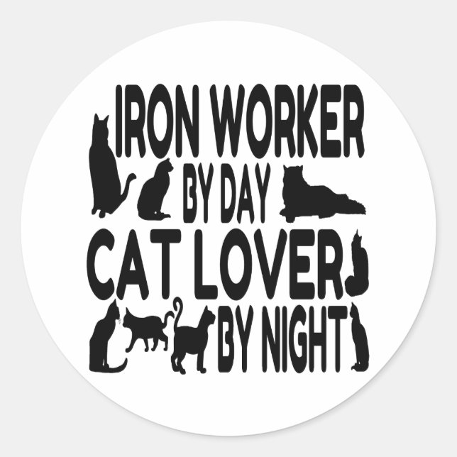 Adesivo Redondo Cat Lover Iron Worker (Frente)
