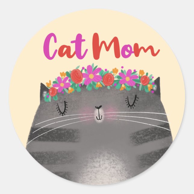Adesivo Redondo Cat Mãe (Frente)