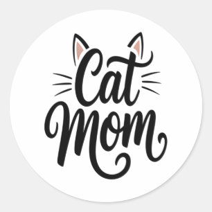 Adesivo Redondo Cat Mãe Sussurros e Orelhas