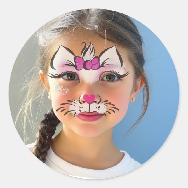 Adesivo Redondo Cat Makeup Classic Round Sticker (Frente)