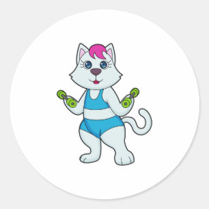 Adesivo Redondo Cat Malhação Dumbbell