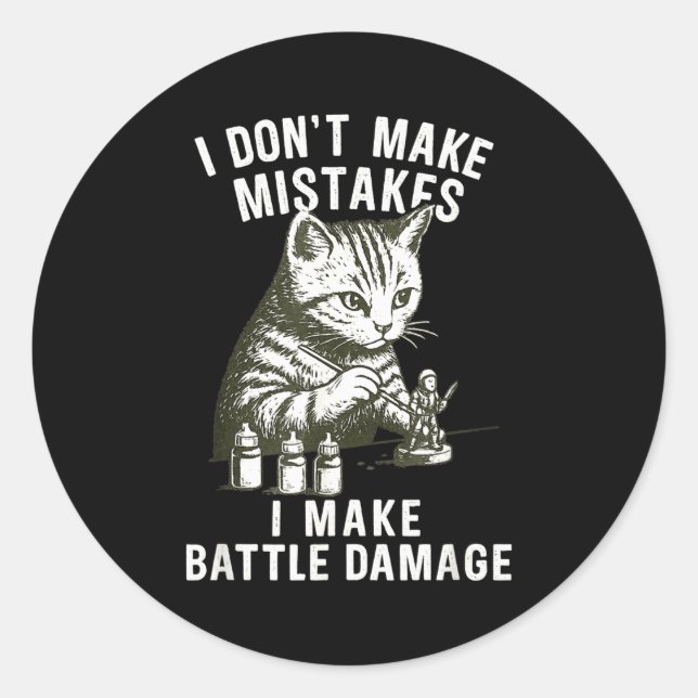 Adesivo Redondo Cat Miniature Painter Battle Damage Funny Miniatur (Frente)
