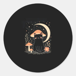 Adesivo Redondo Cat Mushroom Hat Cottagecore Kitten Kitty Women Gi
