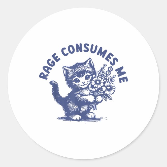 Adesivo Redondo Cat Rage me consome (Frente)