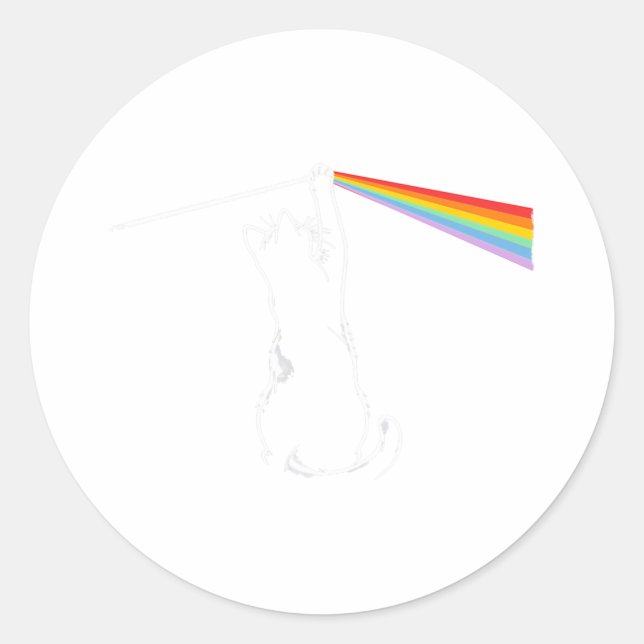 Adesivo Redondo Cat Rock Music Engraçado Cores de Gato (Frente)