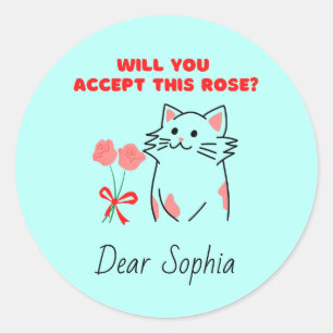 Adesivo Redondo Cat&Rosa Adorável