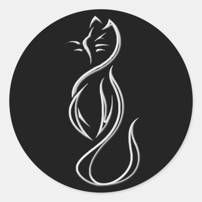 ADESIVO REDONDO CAT SILHOUETTE (Frente)